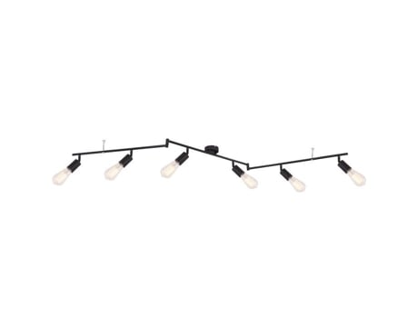 Régua De Pontos Keria Martha Metal Preto Estilo Industrial De 6 Lâmpadas E27