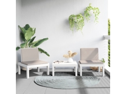 3 Pcs Conjunto Lounge De Jardim Com Almofadões Pp Branco Dkd Home Decor