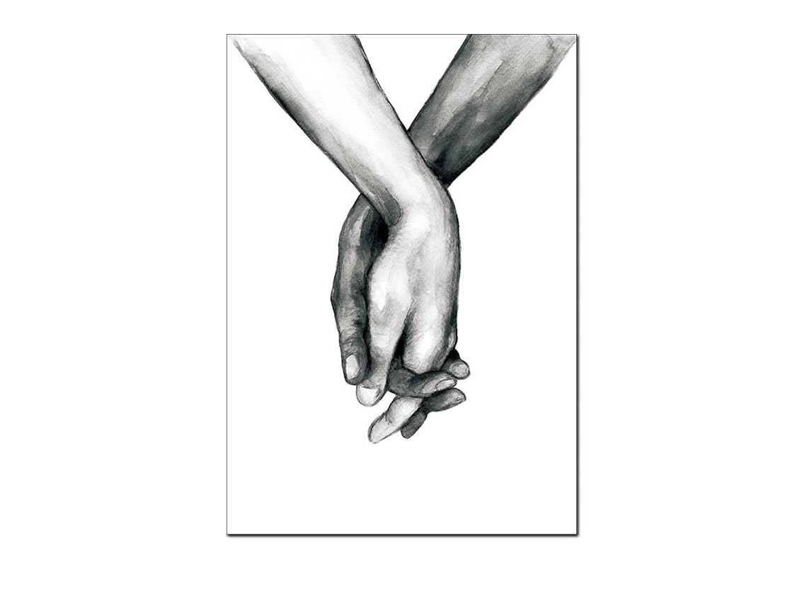 Poster Nórdico Preto E Branco Com Mãos Interlçadas