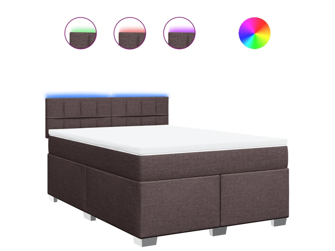 Cama box spring VIDAXL Marrom Tecido (160x200cm)