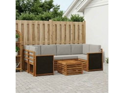 Vidaxl Conjunto De Sofás Para Exterior 7 Pcs Natural E Cinzento-claro