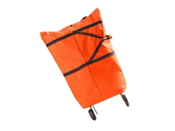 Carrinho De Compras Dobrável Com Rodas, Pacote Com 1 Unidade, Ideal Para Caminhadas E Viagens, Na Cor Laranja. Possui Grande Capacidade E Design