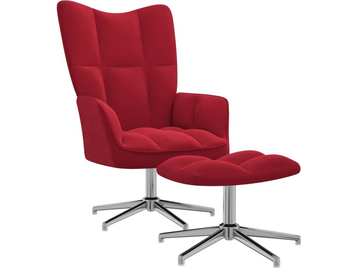 Relaxing Chair With Stool, Relaxing Chairs With Stools Vidaxl Vermelho Veludo