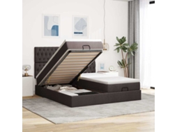 Vidaxl Estrutura De Cama Otomana Com Colchões Tecido Castanho Escuro
