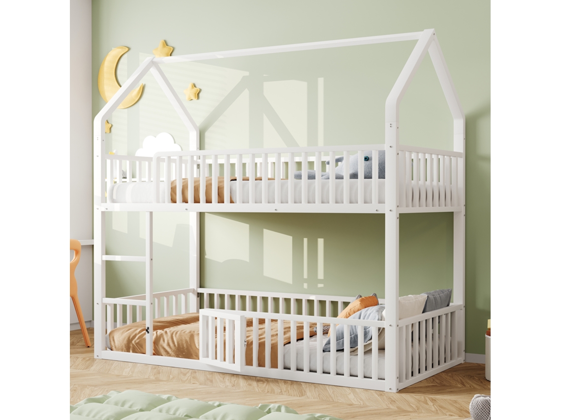 Cama De Berço Infantil 90x200 Metal Trepadeira Loft Porta Baixa Branco