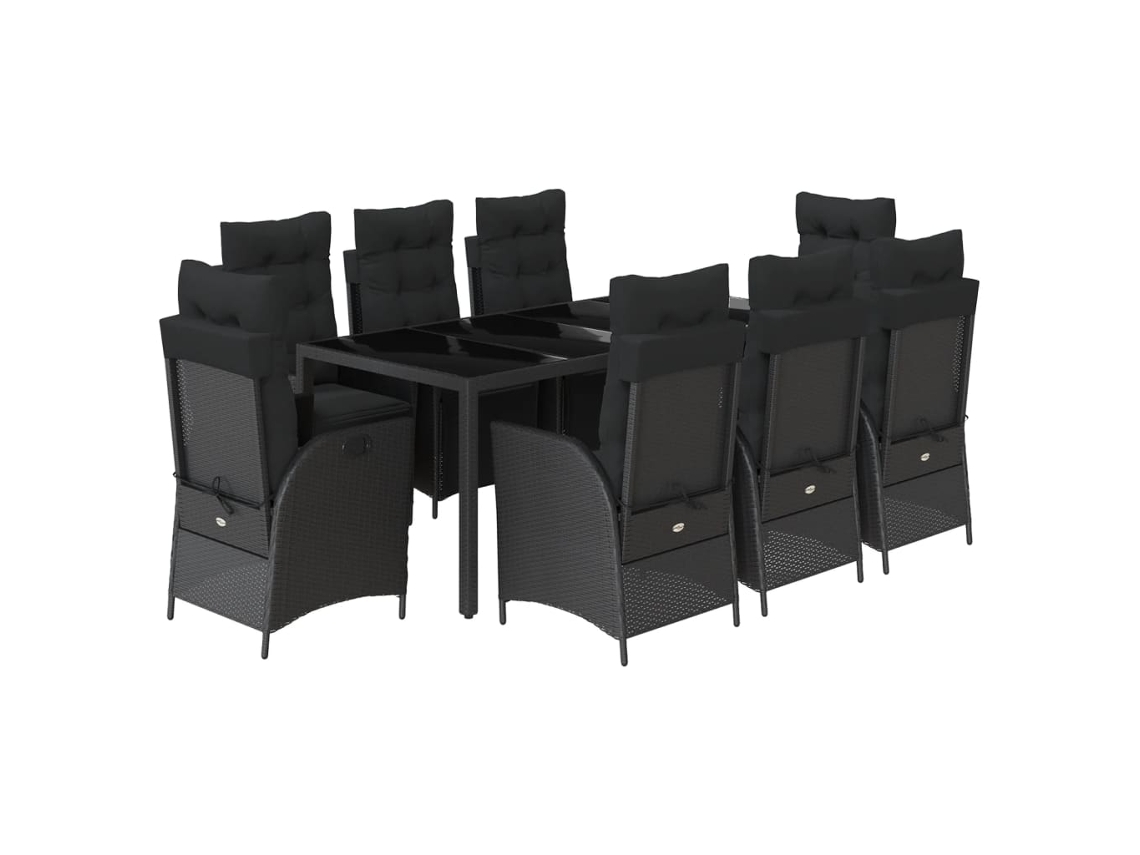 Garden Dining Set, Garden Dining Sets Vidaxl Preto Rattan / Vime (mesa Com 190 Cm De Comprimento)