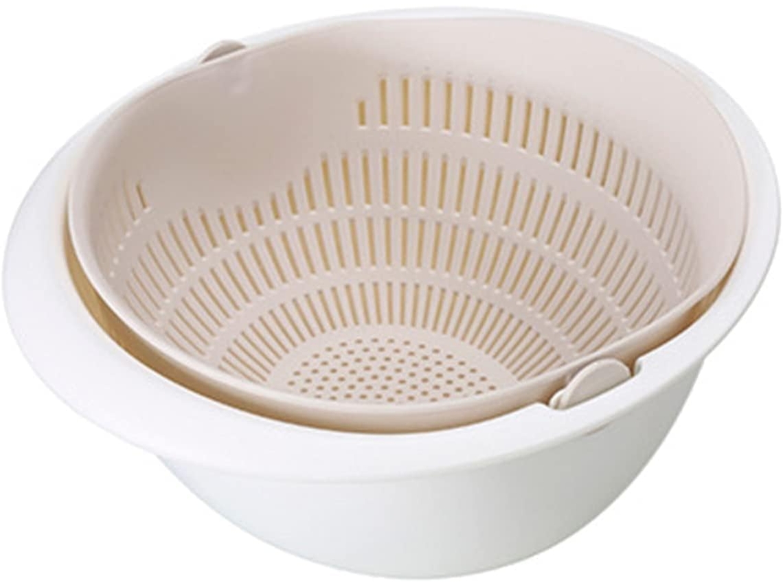 1 Cesto De Roupa Portátil Com Escorredor Multifuncional Que Economiza Espaço Para Lavar, Misturar Frutas E Legumes (bege)