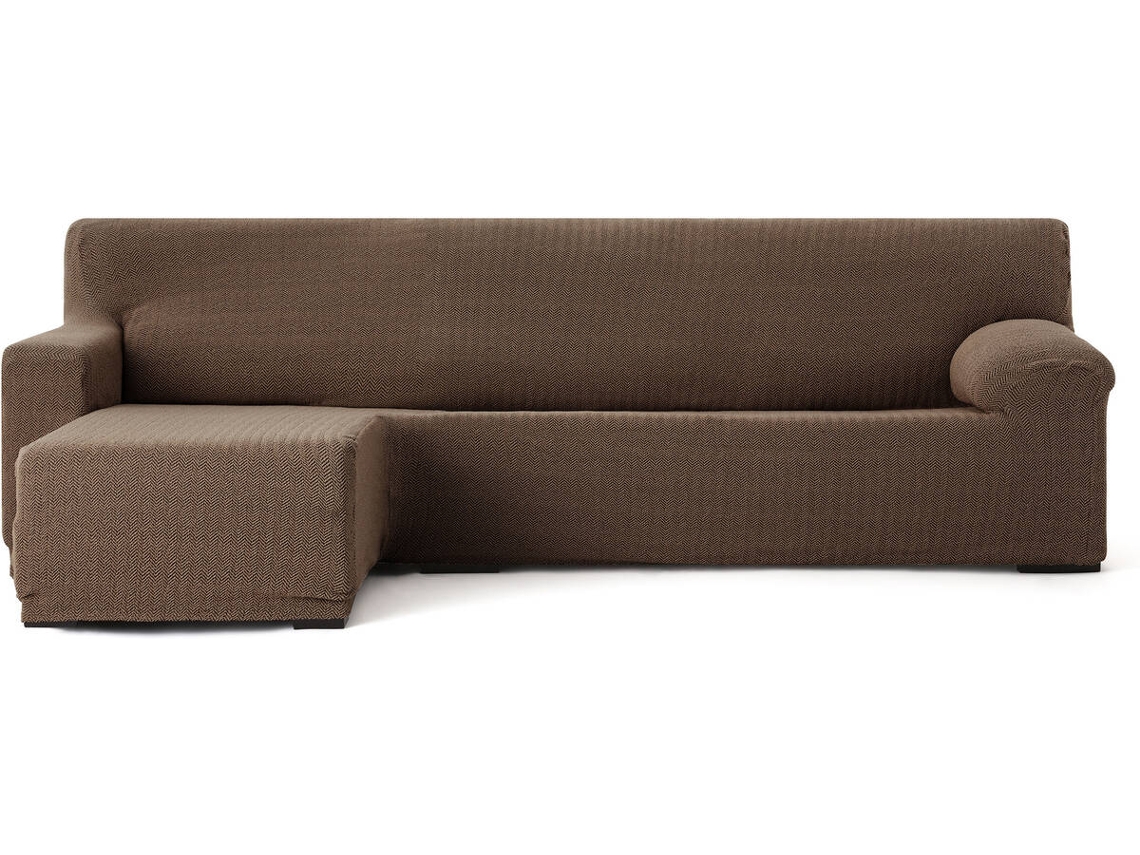 Capa de Chaise Longue Esquerda para Braço Curto EYSA Premium Jaz Tecido Multielástico (250-360 cm - Poliéster e Algodão - Marrón)