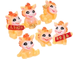 Conjunto 6 Miniaturas Cavalos Resina Ornamento Elegante Ideal Chinês 2026 Perfeito Decoração Paisagens Musgo GOKOCO