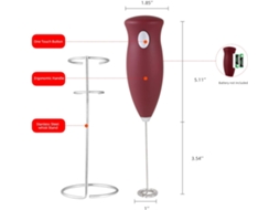 Espumador De Leite - Batedor Elétrico Portátil Mão Com Suporte Aço Inoxidável (vermelho)