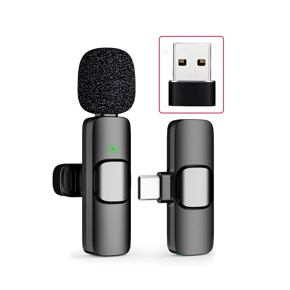 Microfone Sem Fio MDUG de Colar, Redução de Ruído, Gravação, Transmissão Ao Vivo, Jogo, com Adaptador USB