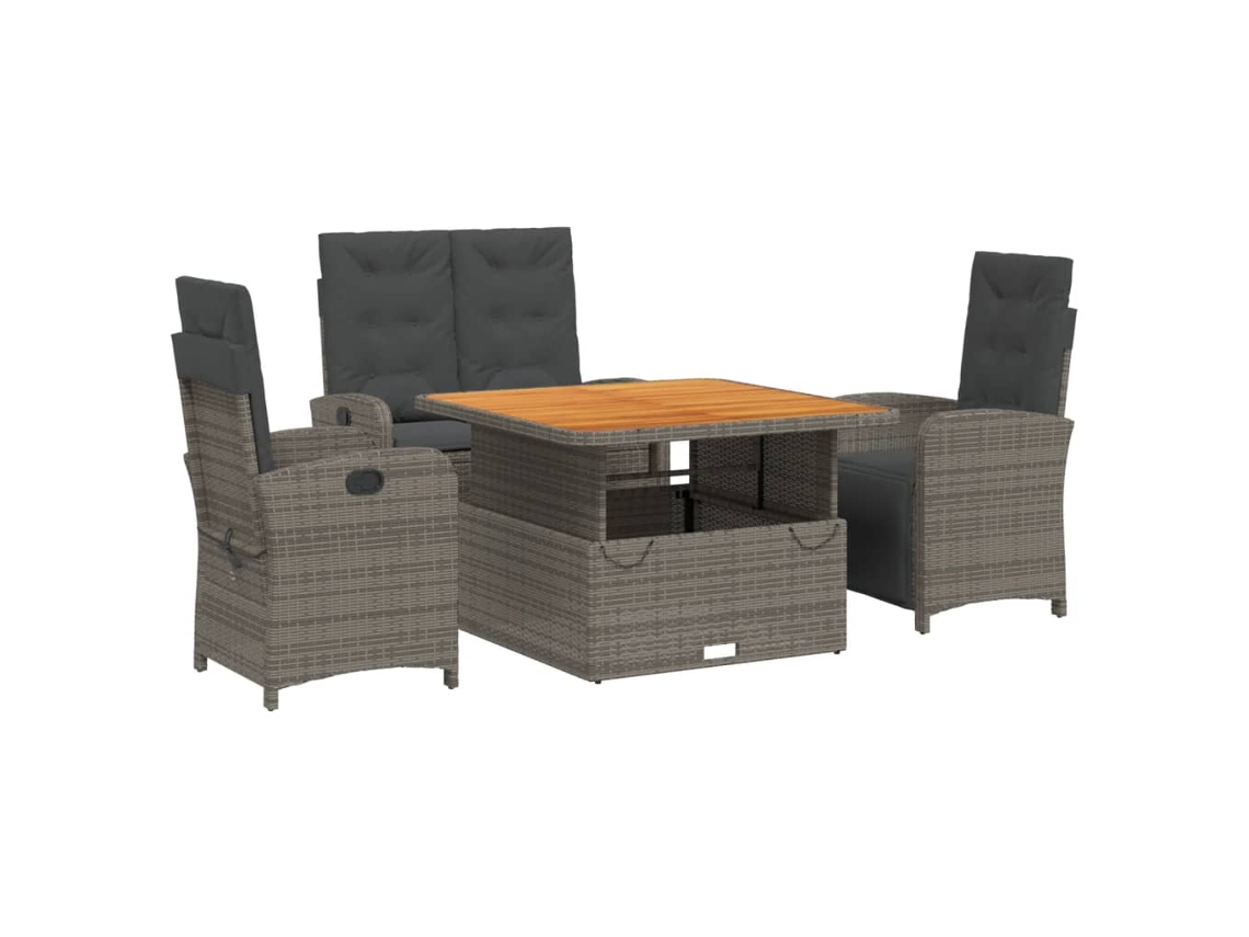 Garden Dining Set, Garden Dining Sets Vidaxl Cinzeto Rattan / Vime (mesa Com 110 Cm De Comprimento)