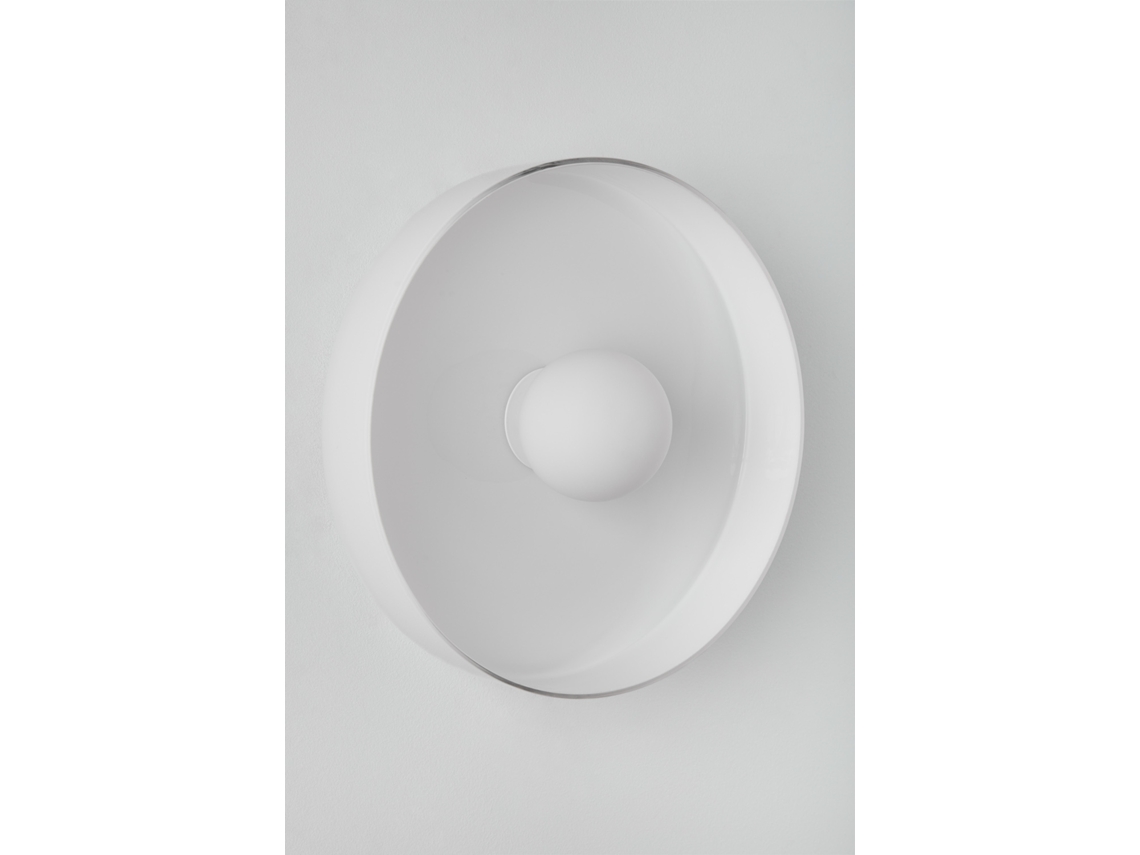 Aplique De Parede Para Casa De Banho Jaxal Vidro Branco Ø35 Cm Sklum