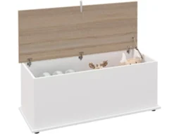Baú de Armazenamento Melamina de Madeira Cor Branco e Madeira 100x40x40 cm Homcom