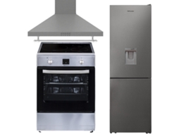Pack Solthermic Combo Fogao 60x60 Vti60 Inox Induccion Exaustor 60 Inox Frigo Combi 2,00 Inox No Frost Con Dispensador Agua