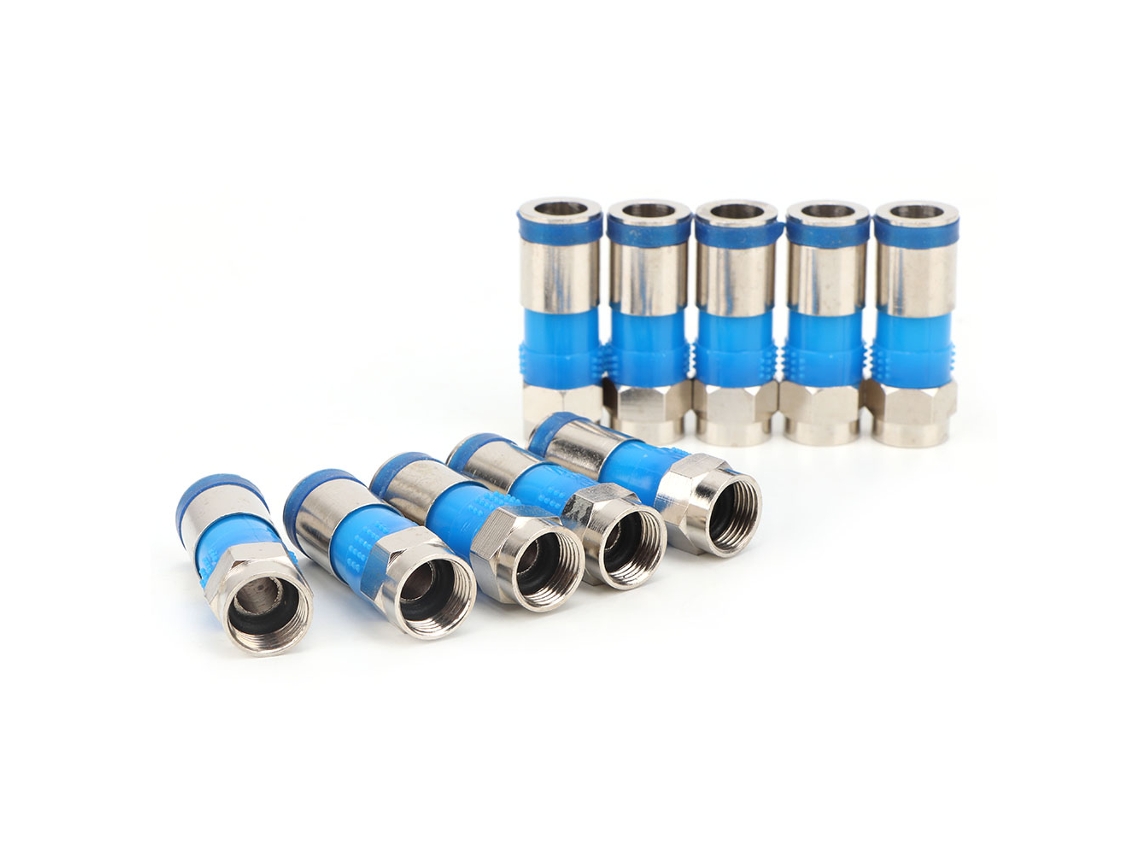 10 Conectores F Tipo Uk De Pressão Rg6 Para Antena, Vídeo E Satélite (f-003) - Pacote Com 10 Unidades