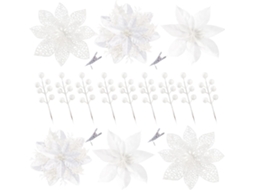 30 Poinsétias Artificiais com Glitter em 3 Estilos Diferentes, Enfeites para Árvore de Natal AQUAFORGE