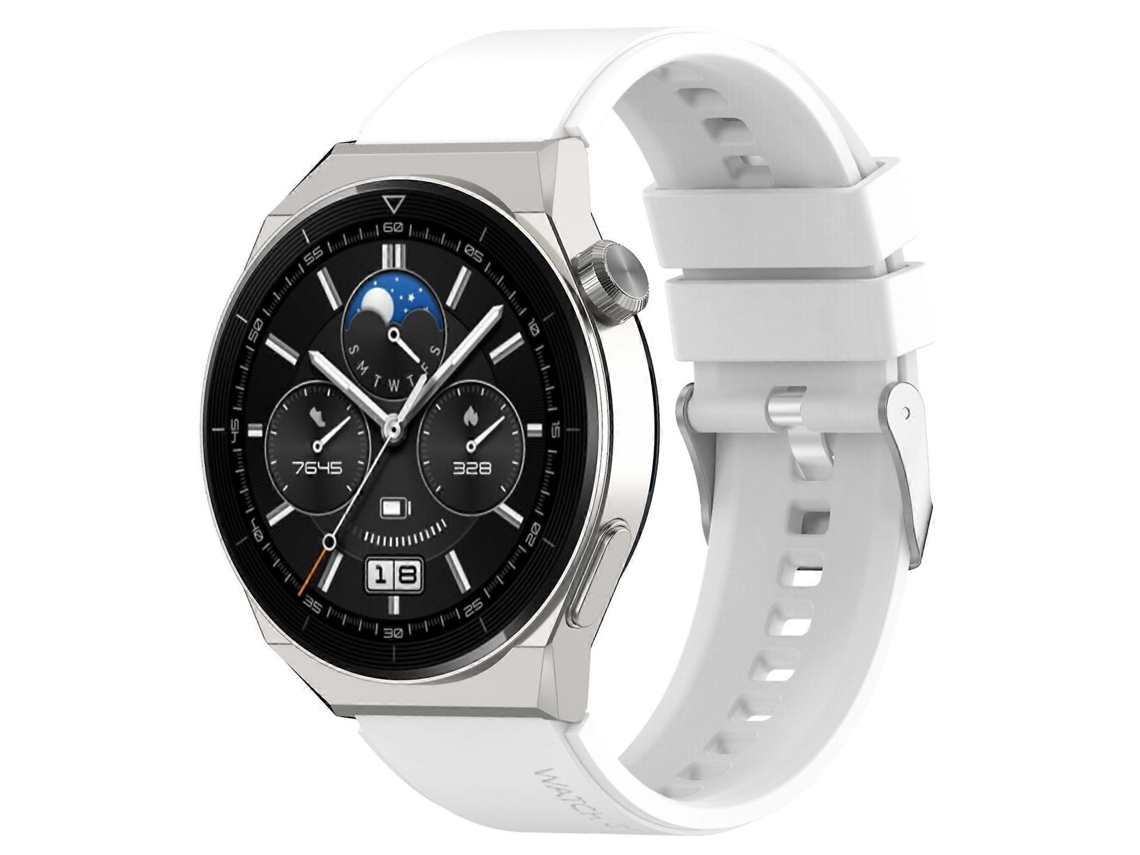 Pulseira De Silicone Com Fivela Prateada Para Huawei Watch Gt 42mm/46mm / Gt2 46mm Com Ponta Saliente De 22mm