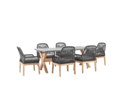 Conjunto De Comedor Exterior Con Sillas Beliani Olbia De Madera De Acacia Gris 200x100x75