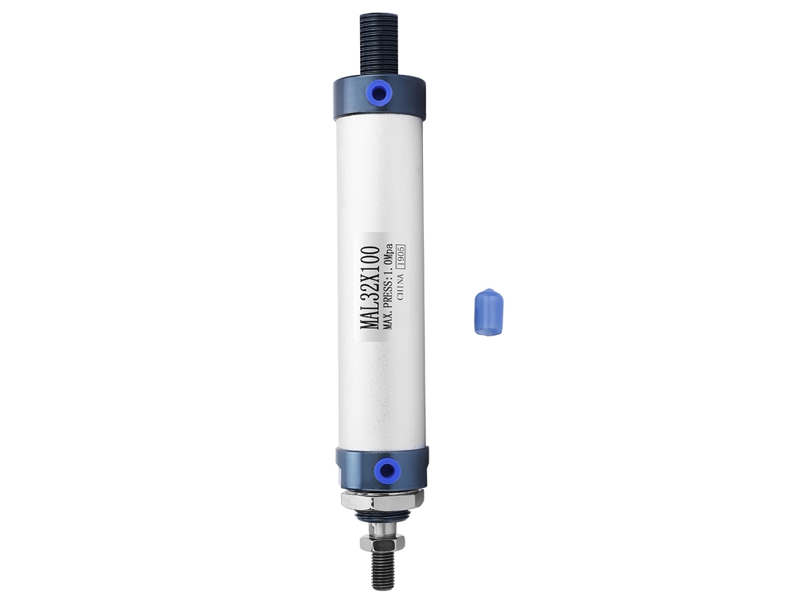 Cilindro Pneumático Mini De Ação Dupla Com Haste Única 32mm 100mm De Curso Liga De Alumínio