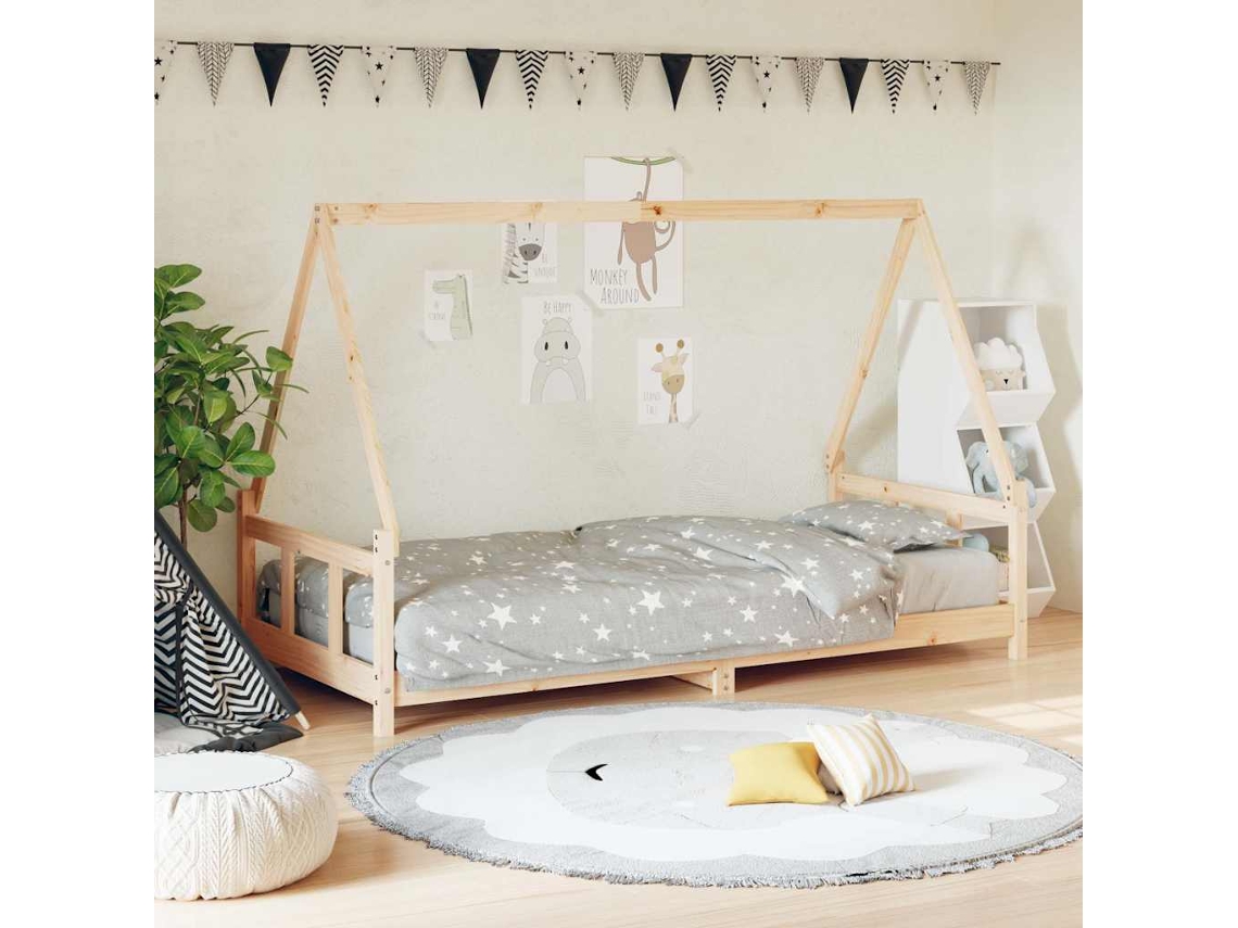 Vidaxl Estrutura De Cama Infantil 90x200 Cm Pinho Maciço