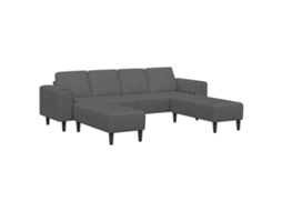 Sofá Cinza Escuro 250 X 188 X 76 Cm Tecido de Veludo Cotele SYFAX