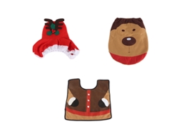 Conjunto de 3 peças de decoração natalícia com cervo para tampa de WC e tapete LAXISCREED