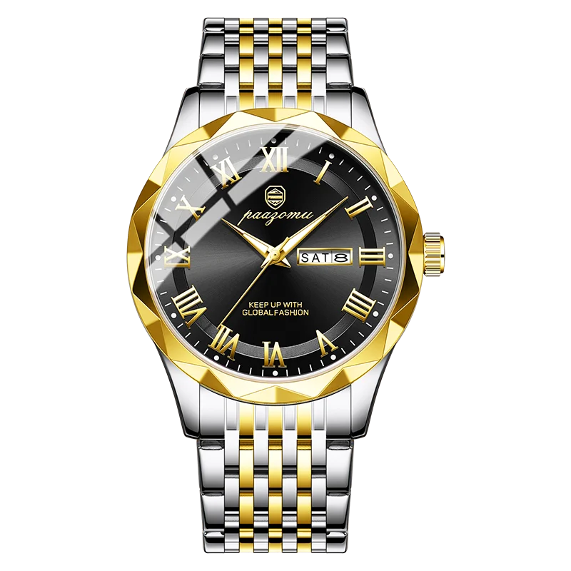 Relógio Mecânico (em Degradê Dourado E Preto), Ultra Luxuoso E À Prova D'água.