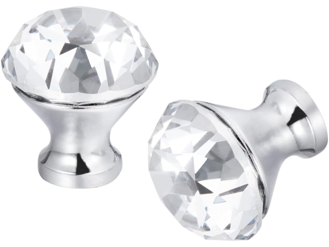 Conjunto De 2 Puxadores Cristal 30mm Para Portas Armário
