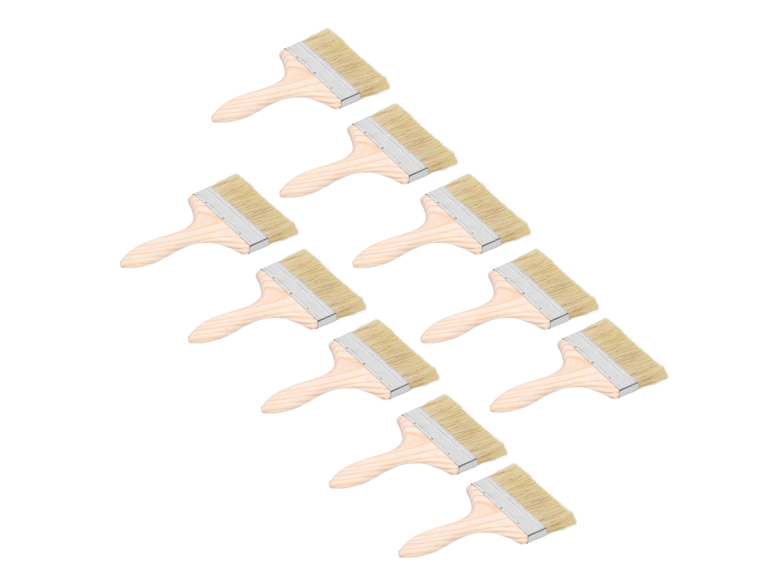 10pcs Pincel De Lã Artificial Com Cabo De Madeira Ergonômico Multifuncional Para Pintura Manchas Limpeza