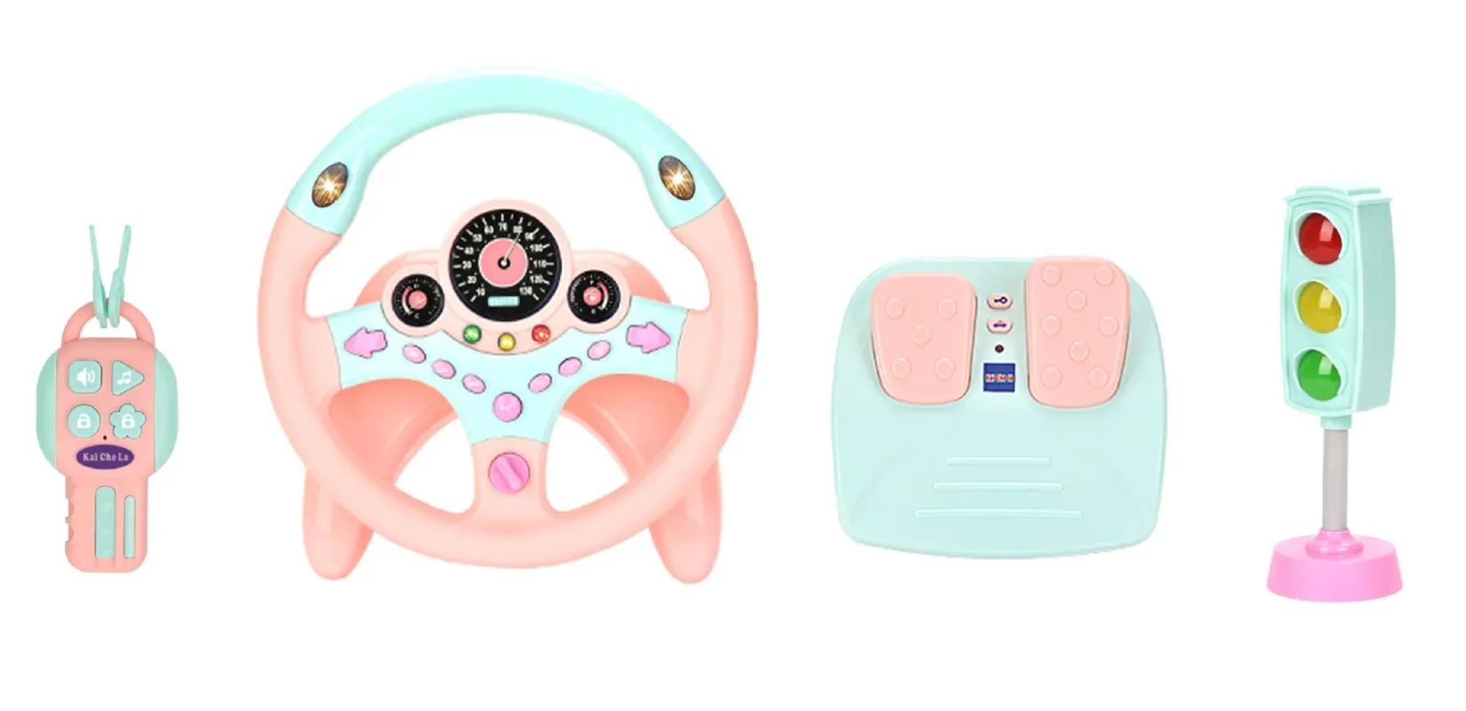 Volante Brinquedo EIFSON com Pedais de Freio e Acelerador com Luz e Música (rosa)