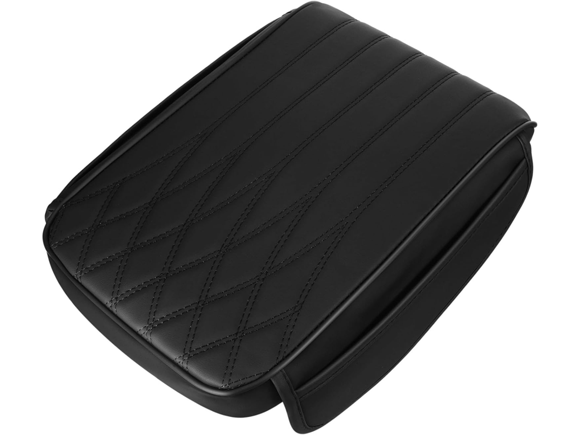 Capa protetora de couro preto para apoio de braço do console central do carro