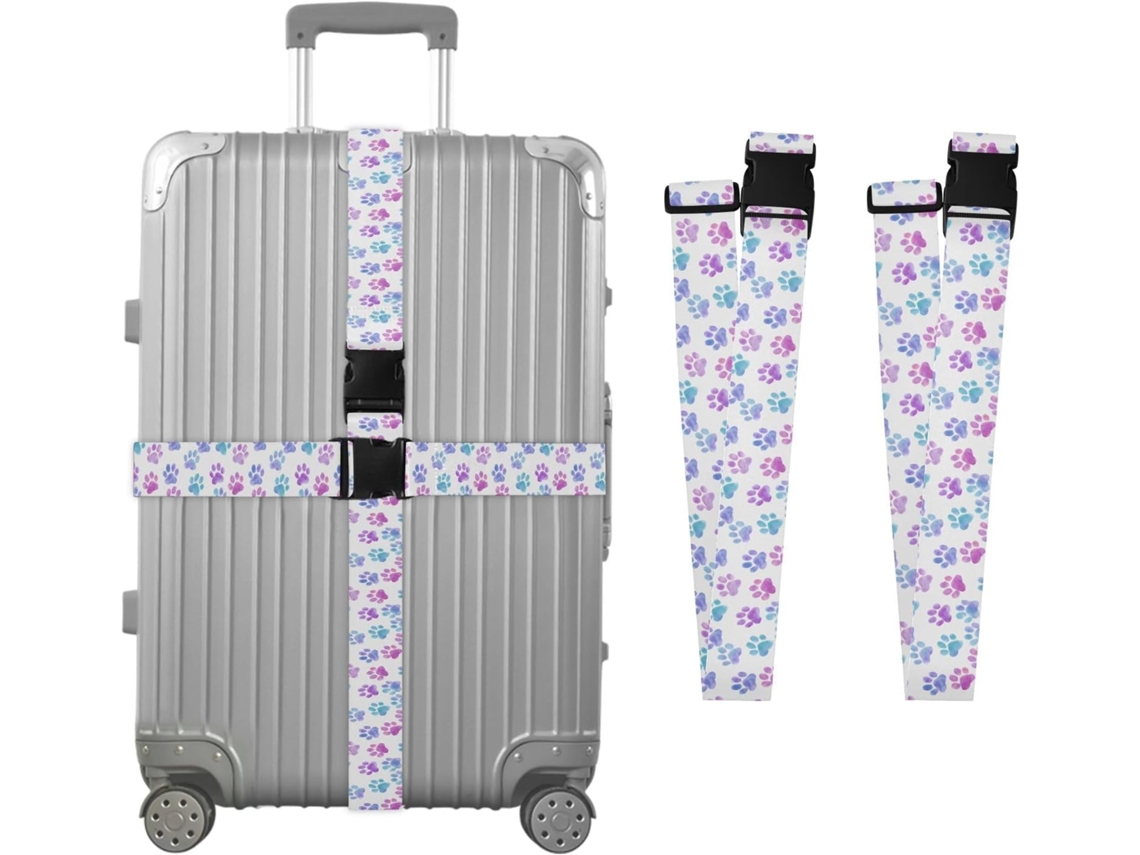 Conjunto De 2 Cintas Bagagem Com Estampa Pata Cachorro Nebula, Ideais Para Malas De Viagem, Acessórios Para Cintos