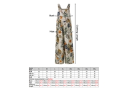 Macacão Feminino Plus Size Sem Mangas Pernas Largas com Bolsos Vintage Casual