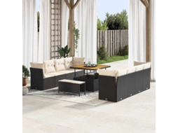 Vidaxl Conjunto De Sofá De Jardim 11 Unid. Preto Vime Pe