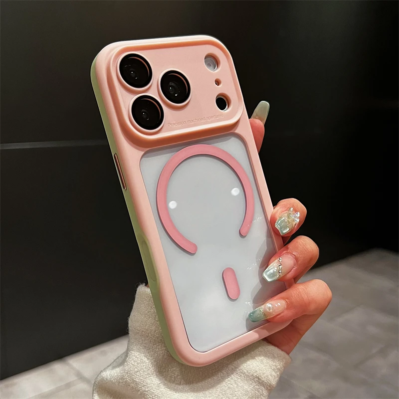 Capa Protetora Para Lente Com Moldura Resistente A Impactos (iphone 14 Pro Rosa), Com Fixação Magnética.