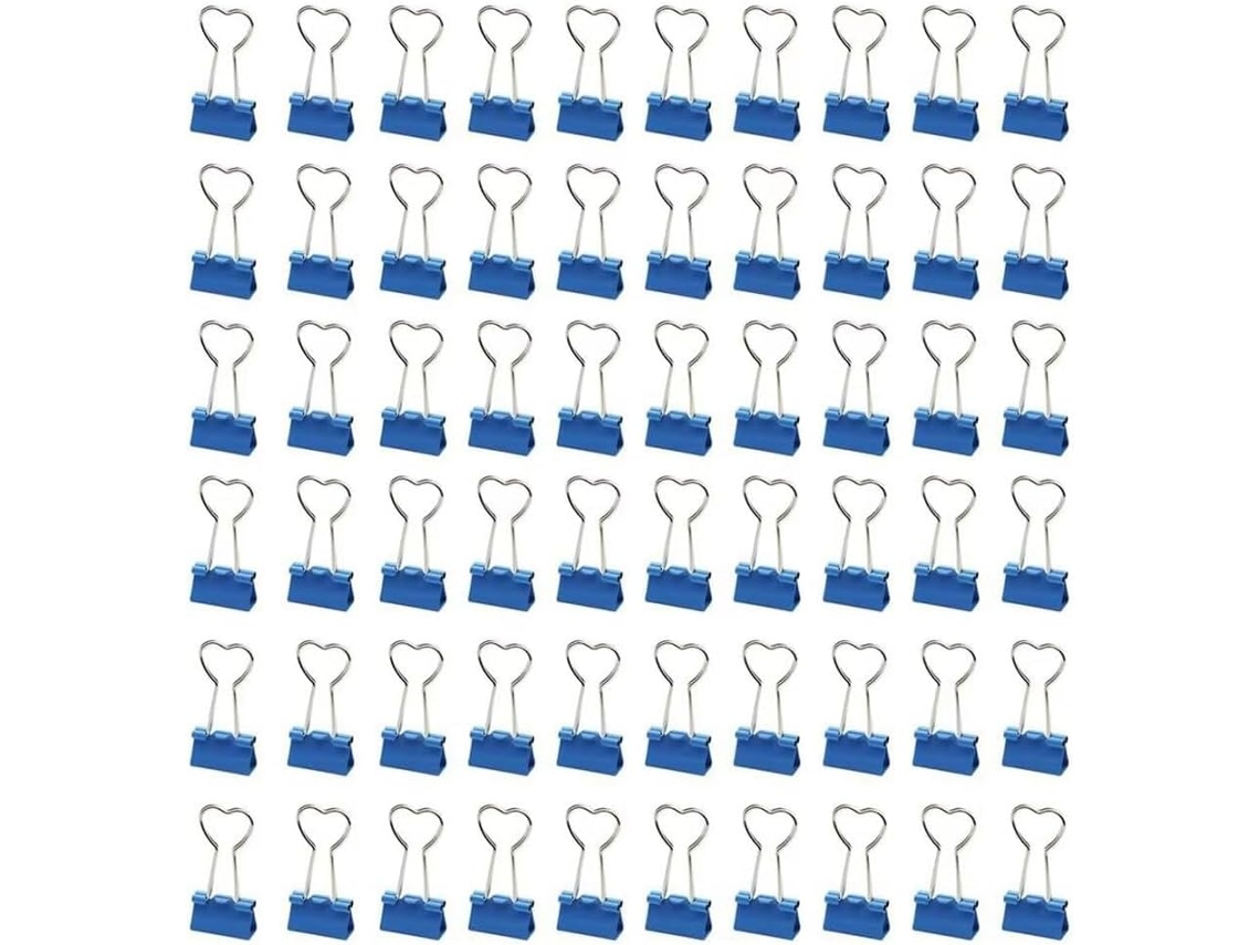 Presilhas de metal em formato de coração, 60 unidades, com cabo em formato de coração, azul.