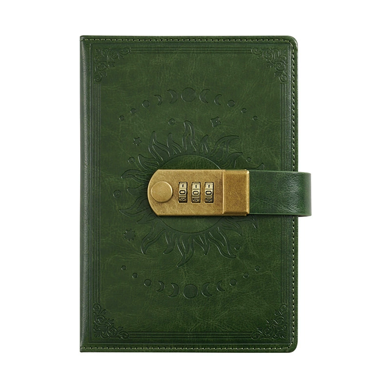 Agenda B6 com Cadeado, Agenda de Couro com Senha, Agenda Estilo Manual Retrô, Caderno Estudantil B6 Verde A5 BRILVIBERA (13, 5 X 19,8 Cm)