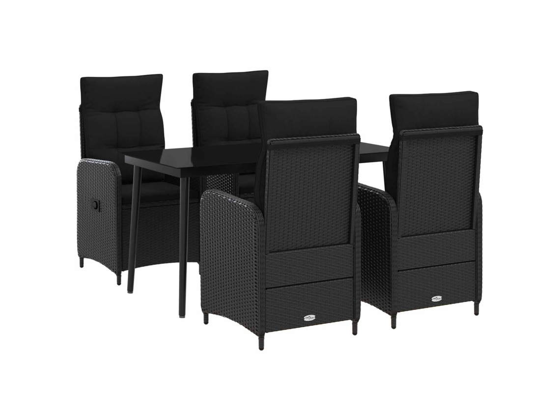 Vidaxl Conjunto De Mesa De Sofá Com Almofada 5 Pcs Preto