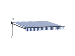 Vidaxl Toldo Retrátil Elétrico Azul E Branco 3,5 X 2,5 M