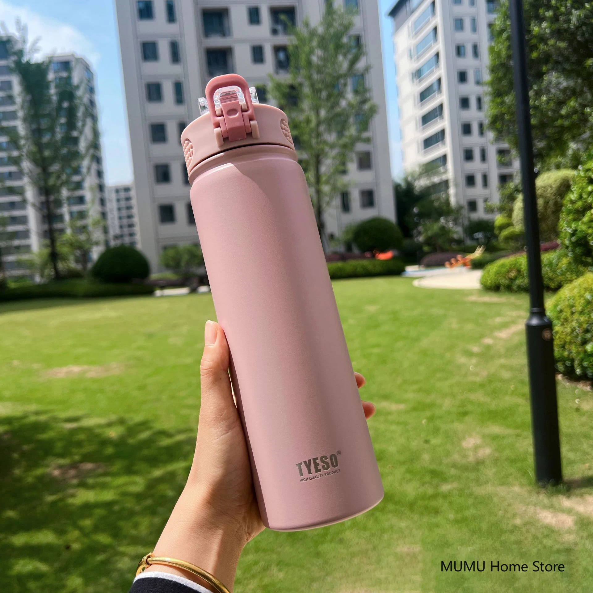 Garrafa térmica/copo térmico para carrinho de aço inoxidável (rosa, 750 ml), ideal para bebidas quentes e frias.