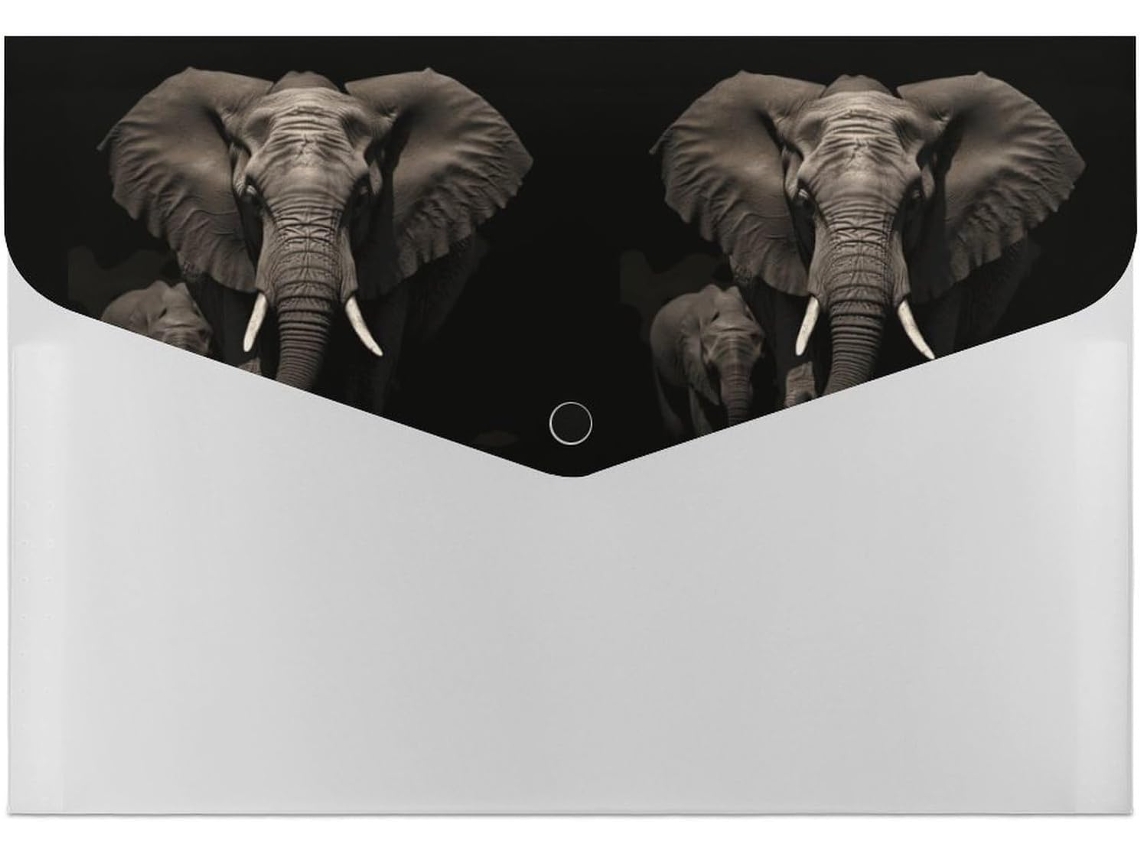 Pastas Sanfonadas Com Estampa De Elefante Preto, Portáteis Com Fecho De Pressão Viagens, Casa E Escritório
