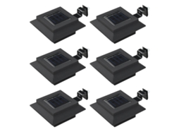 Vidaxl Candeeiro De Exterior Solar Led 6 Pcs Preto Quadrado 12 Cm
