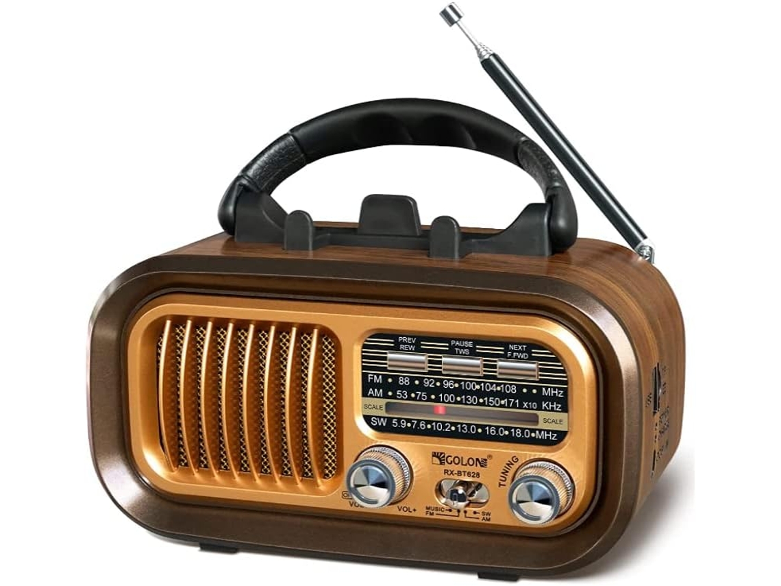 Rádio Portátil AM/FM/SW, Bateria 1200 mAh, Bluetooth, USB, YANYXR