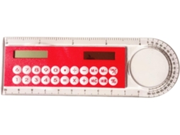 Calculadora E Régua Solar Multifuncional 3em 1de 10cm, Mini Régua Solar Com Visor Grande, Calculadora Vermelha