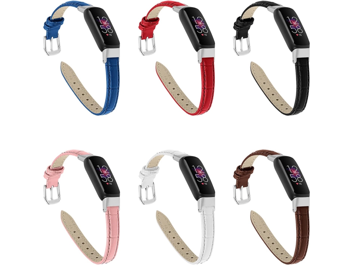 Pulseira Compatível Com Fitbit Luxe, Esportiva Ajustável Em Couro