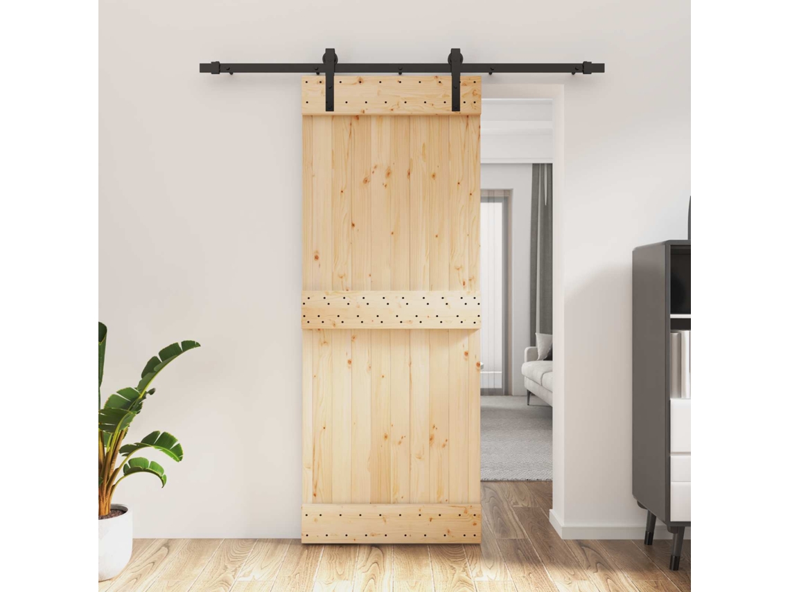 Vidaxl Porta Deslizante Natural E Preto 80 X 210 Cm