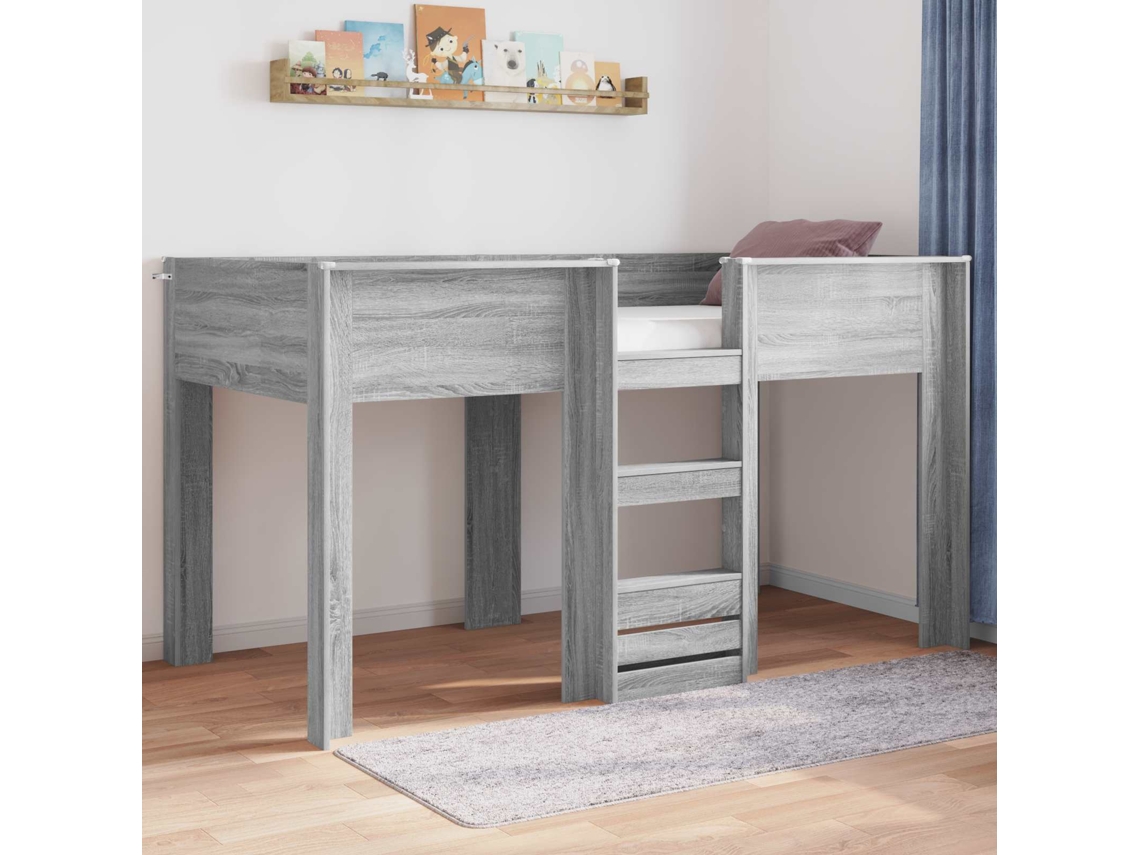 Vidaxl Beliche Para Crianças Cinza Sonoma 90 X 200 Cm