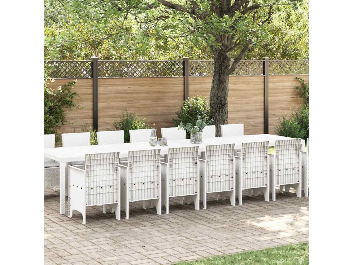 Vidaxl Conjunto De Jantar Para Jardim Com Almofadas 15 Unid. Branco Pp