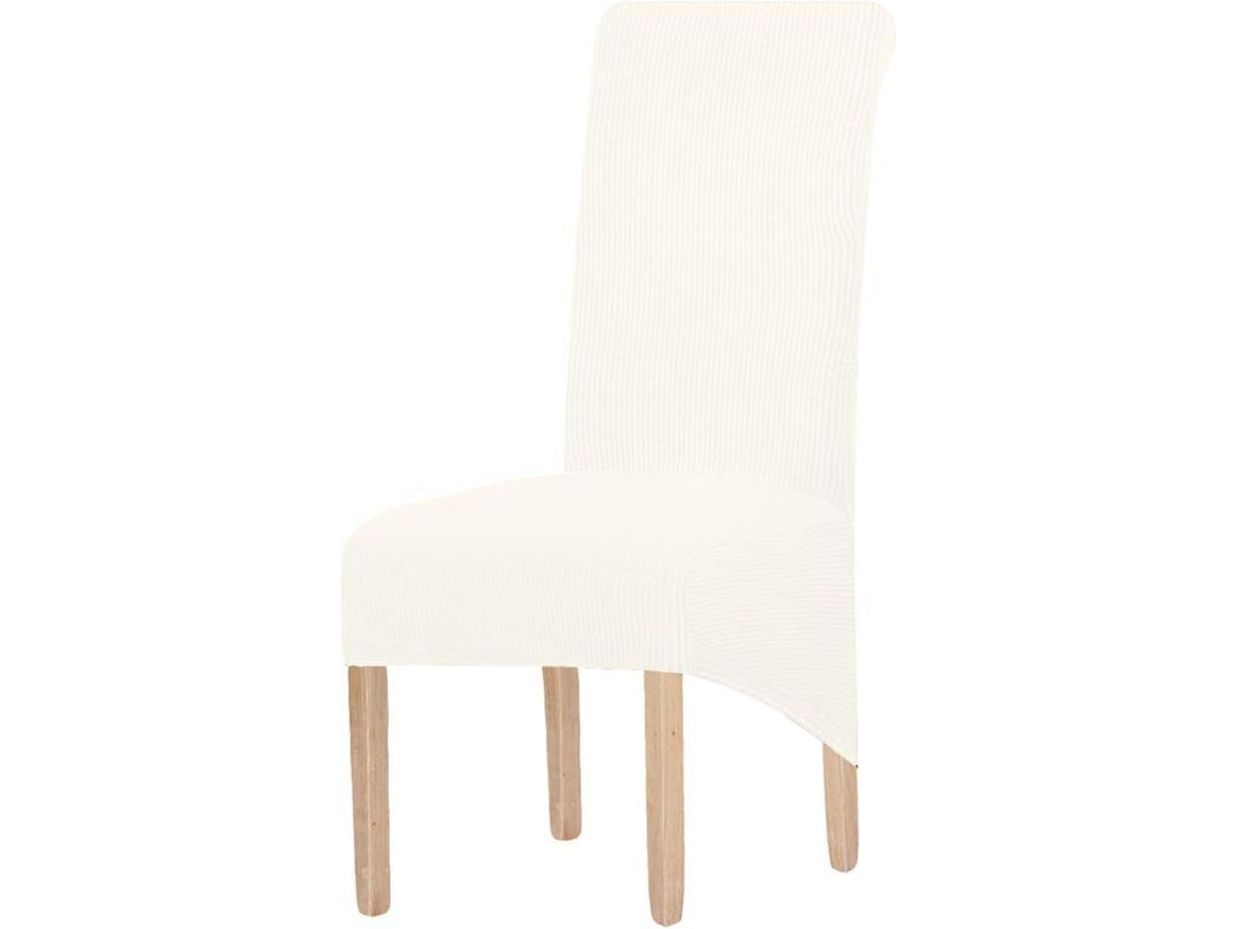 Capa Cadeira De Jantar em Tecido Jacquard Grande Stretch (Creme, 2 Unidades)
